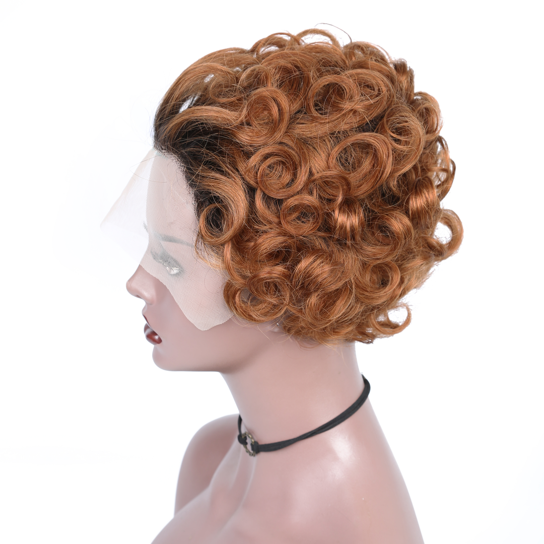1B/30 13x1 Renda solta encaracolado Curto Pixie Cut Bob perucas para mulheres 