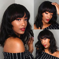 Body Wave Bob Full Machine Made None Lace Wig With Bangs For Women