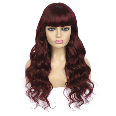 99J Body Wave Full Machine Made None Lace Front Wigs With Bangs