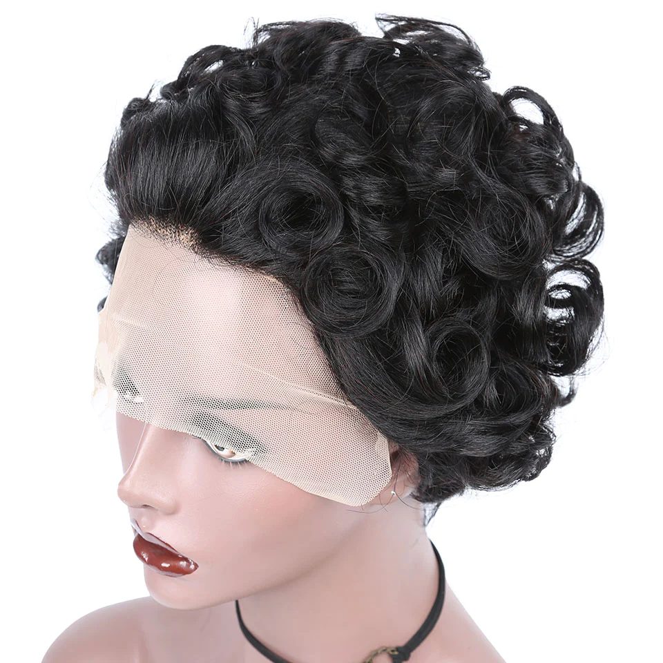 Pixie Cut Short Bob Water Curly 13X1 HD Transparent Lace Frontal Human Hair Wig For Women