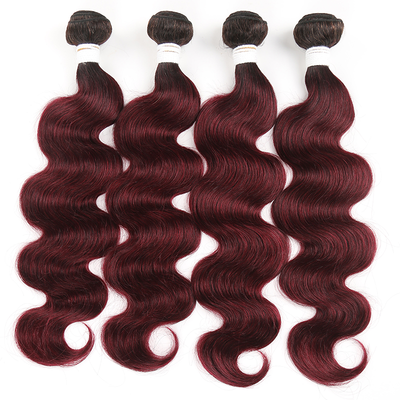 lumiere 1B/99J Ombre Body Wave 4 Bundles With 4x4 Lace Closure Pre Colored human hair - Lumiere hair