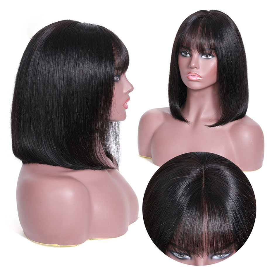 Straight Bob Full Machine Made Wigs None Lace For Women 6-14 Inches Virgin Human Hair Wig（No Code Need）