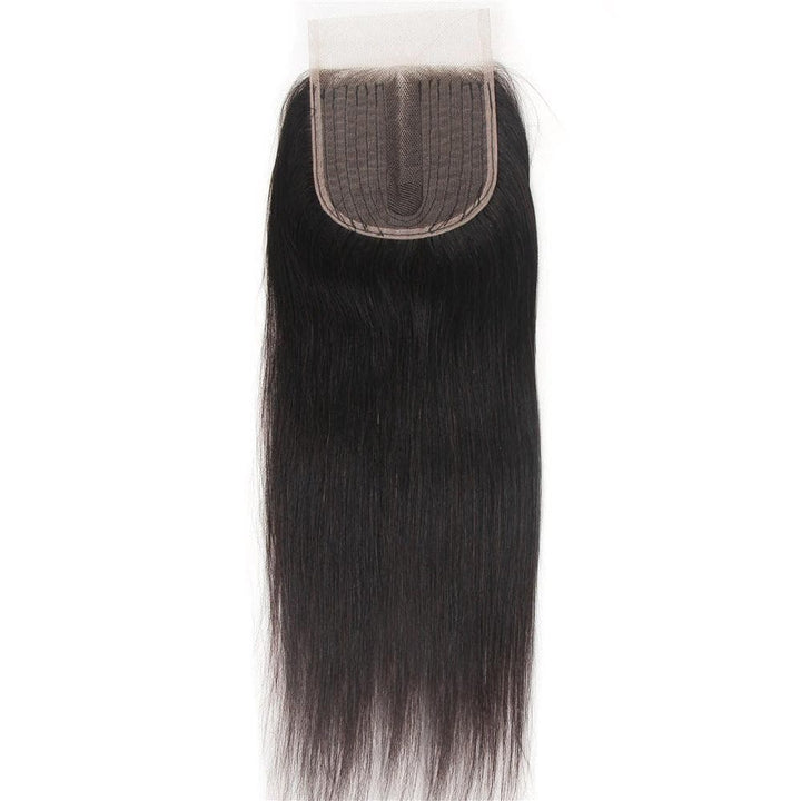28 30 40 pouces cheveux raides 4 faisceaux avec partie en T 4*4*1 fermeture à lacet Remy brésilien 100% armure de cheveux humains 
