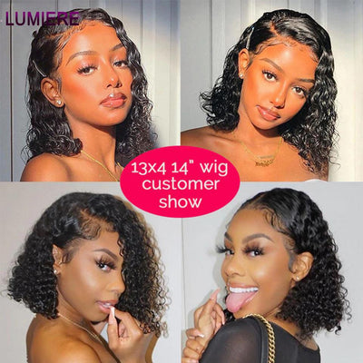 150% Density Kinky Curly Bob wigs 13x4 Lace Front Human Hair Wigs For Black Women Glueless - Lumiere hair