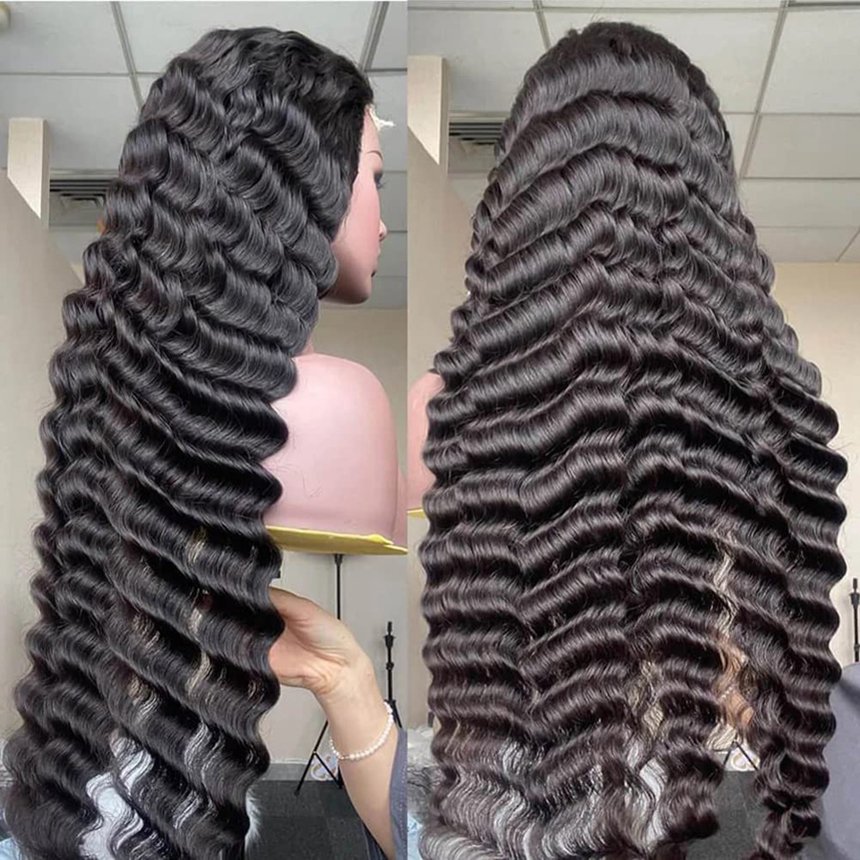 Partie latérale lâche vague profonde 30 pouces Lace Front perruques de cheveux humains pour les femmes Hd Lace Frontal Wig 