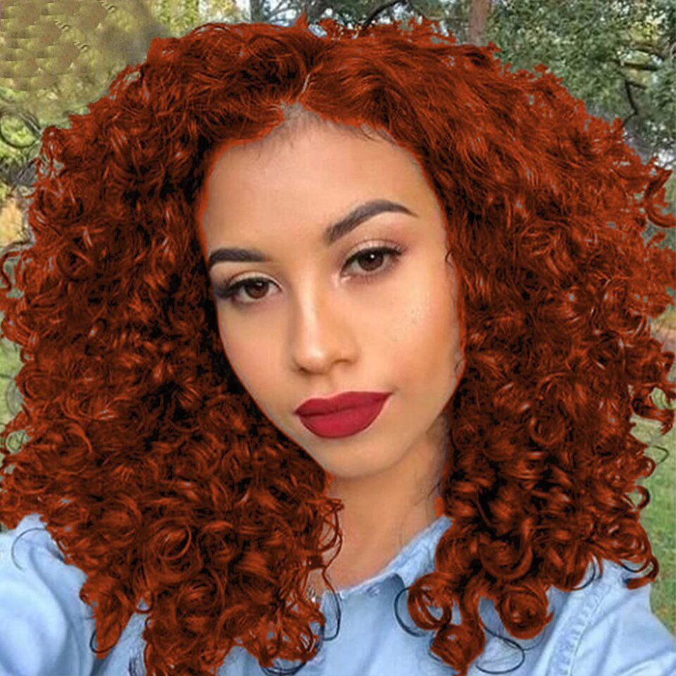 350 Ginger Orange  Colored Kinky Curly Hair 13x4 Frontal Brazilian 100% Human Hair