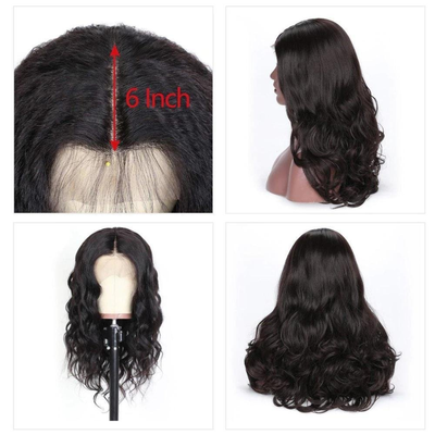 Body Wave 13x1x6 T Part Lace Human Hair Wigs Pre Plucked With Baby Hair