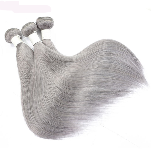 Silver Gray Straight 3 Bundles Brazilian Human Hair