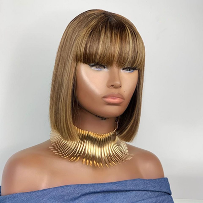 P4/27 Highlight Straight Bob Full Machine Made Wigs None Lace For Women