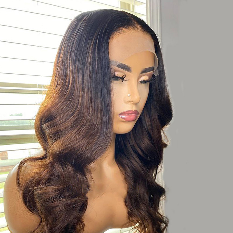 Lumiere 1B/30 Ombre Body Wave 4x4/5x5/13x4 Lace Closure/Frontal 150%/180% Density Wigs For Women Pre Plucked
