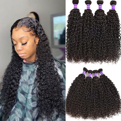 lumiere Malaysian Kinky Curly 4 Bundles Virgin Human Hair Extension 8-40 inches - Lumiere hair