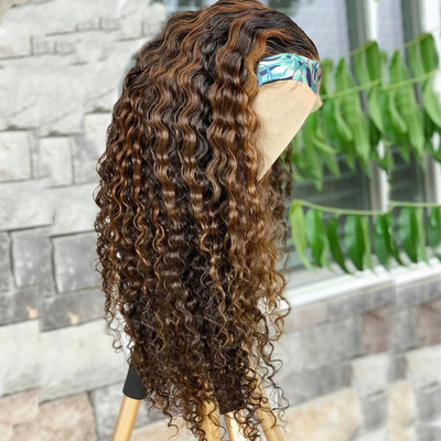 Highlight #4/27 & #4/30 Color Deep Wave Headband Wig Human Hair