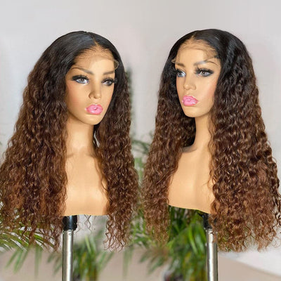 Lumière 1B/4 Ombre Brun Crépus Bouclés 4x4/5x5/13x4 Dentelle Fermeture/Frontale 150%/180% Densité Perruques Pour Les Femmes Pré Pincées 