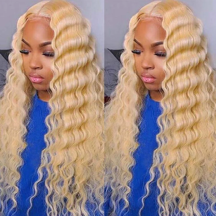 613 Honey Blonde  4x4 Lace Closure Wig Loose Deep Wave Virgin Human Hair