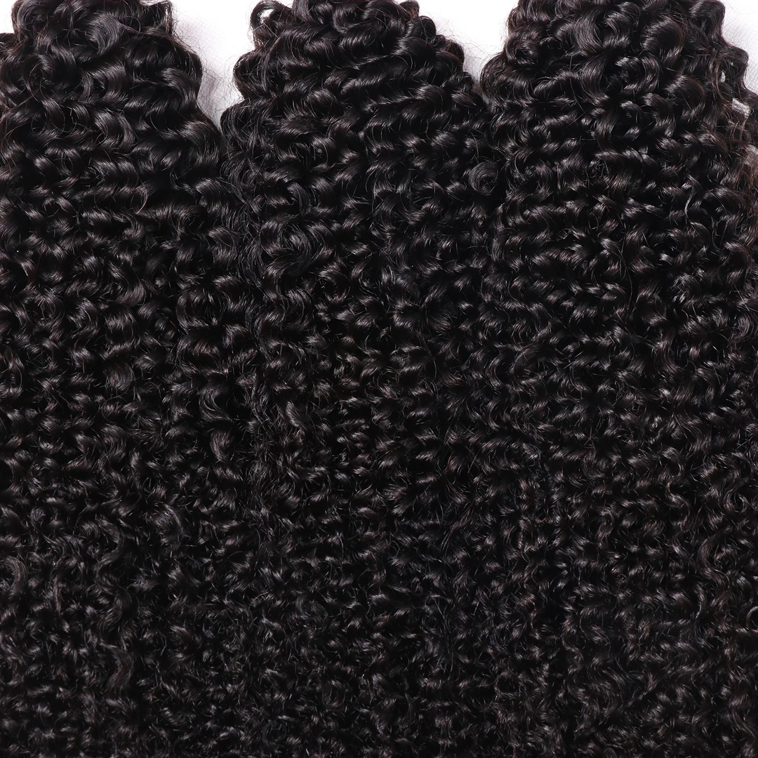 lumiere Malaysian Virgin Hair Kinky Curly 3 Bundles with 13*4 Lace Frontal
