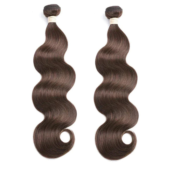 lumiere Color #4 Brown Body Wave 2 Bundle 100% Extension de cheveux humains vierges