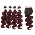 lumiere 1B/99J Ombre Body Wave 4 Bundles With 4x4 Lace Closure Pre Colored human hair