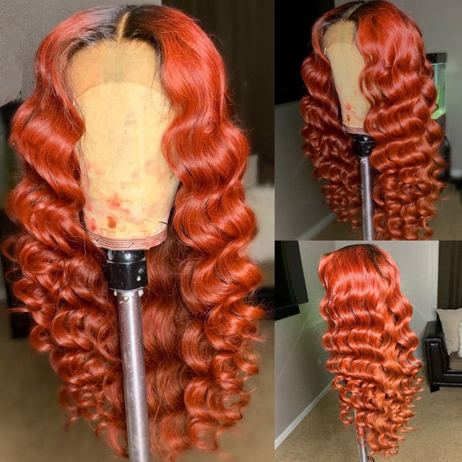 Lumiere 1B/350 Ombre Loose Deep 4x4/5x5/13x4 Lace Closure/Frontal 150%/180% Density Wigs For Women Pre Plucked