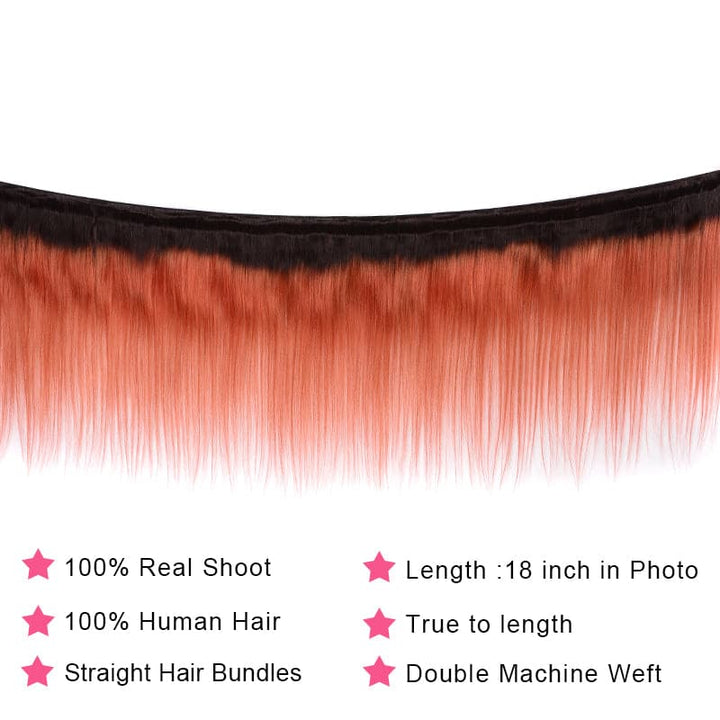 Wuyou lumiere 1 Piece 1B/350 Ombre Straight Virgin Human Hair Extension