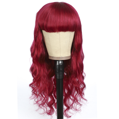 BURG Body Wave Full Machine Made None Lace Front Wigs With Bangs