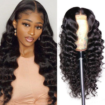 Loose Deep Wave Lace Front / Closure Glueless Wig for Black Women Prelucked Human Hair