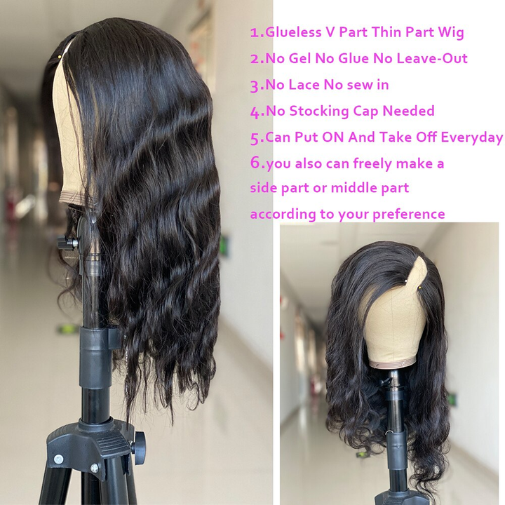 Nouveau V Part Body Wave Upgrade No Leave Out Brésilien Remy Glueless Perruques de cheveux humains pour les femmes 