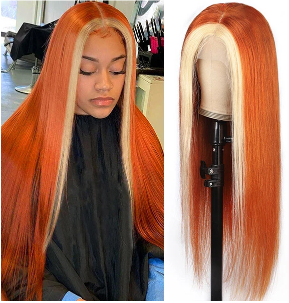 Ginger with 613 Blonde Straight Lace Front Human Hair Wigs For Women