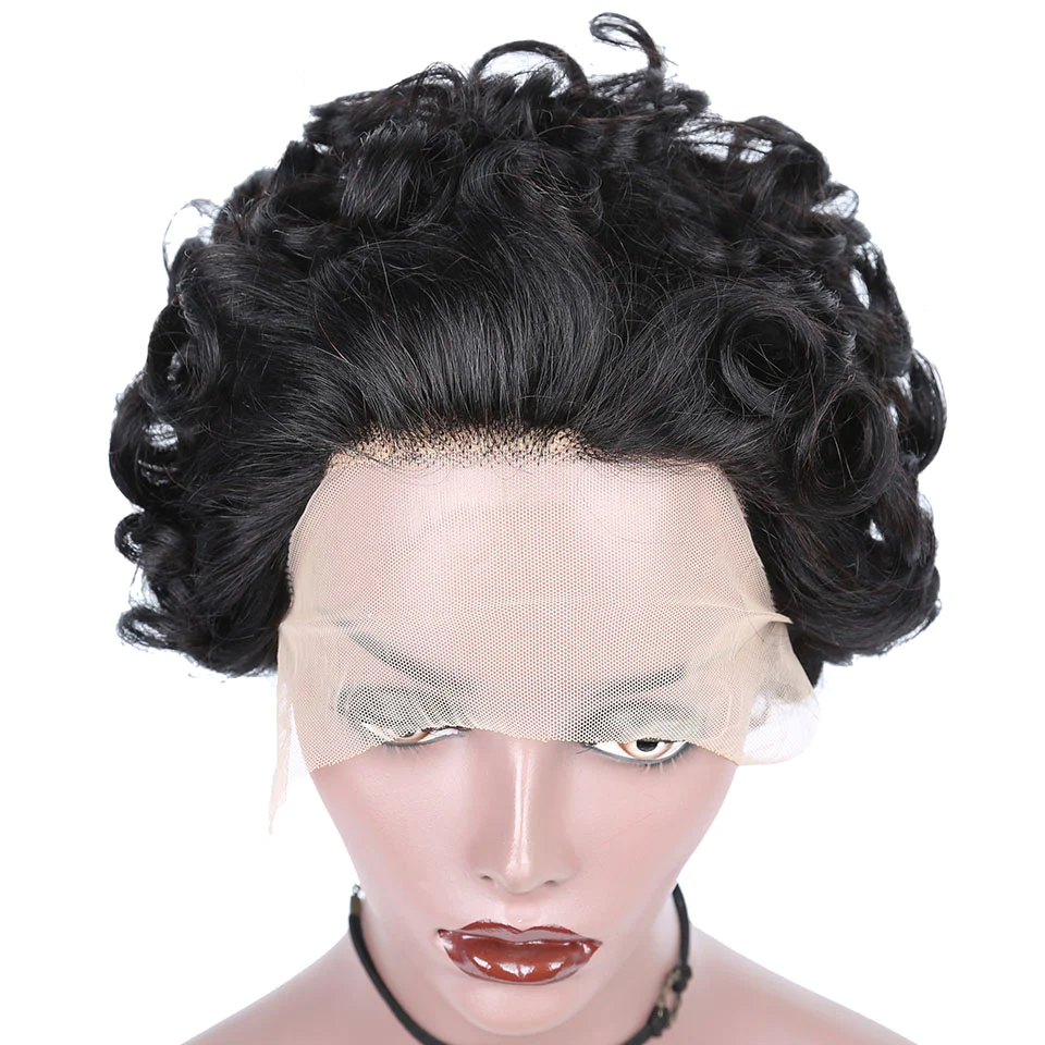 Pixie Cut Short Bob Water Curly 13X1 HD Transparent Lace Frontal Perruque de cheveux humains pour les femmes 