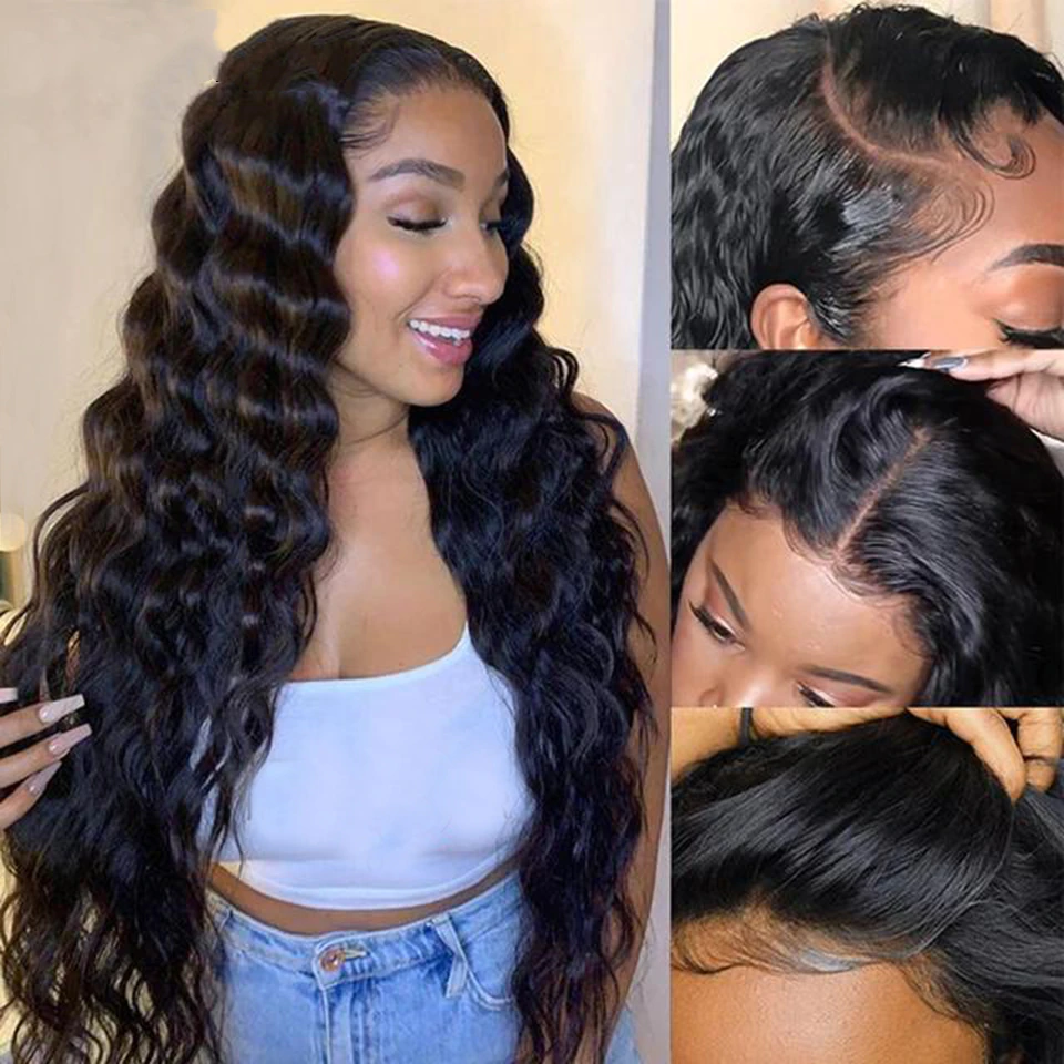 360 Lace Frontal Loose Deep Wig Cheveux humains brésiliens pré-plumés 