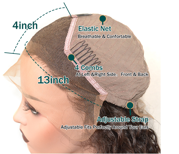 Perucas de cabelo humano brasileiro reto de renda frontal/fechamento verde escuro para mulheres negras 