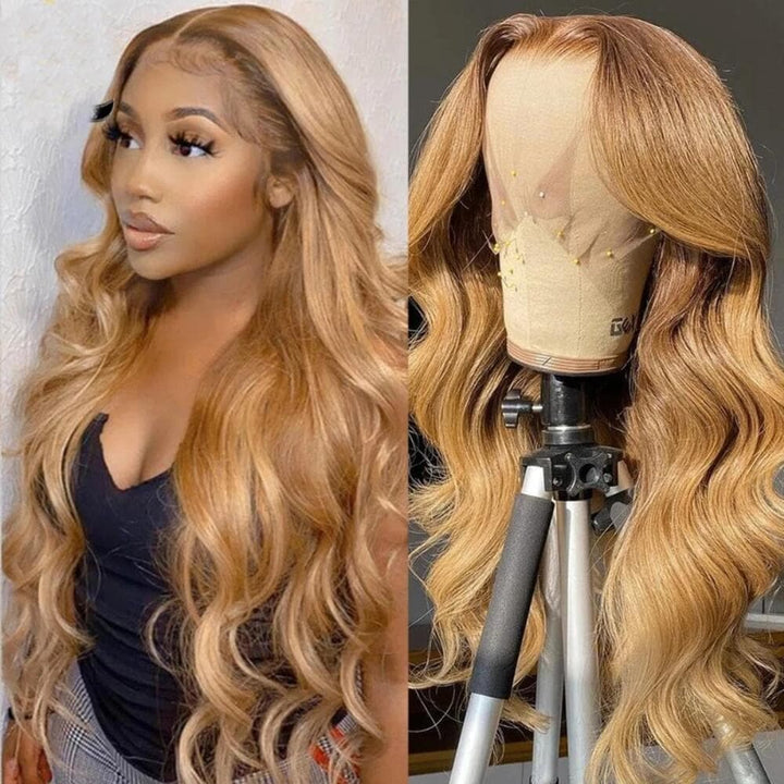 #27 Color Body Wave 13x4 Lace Closure/Frontal Wig 180% Density For Women Pre Plucked