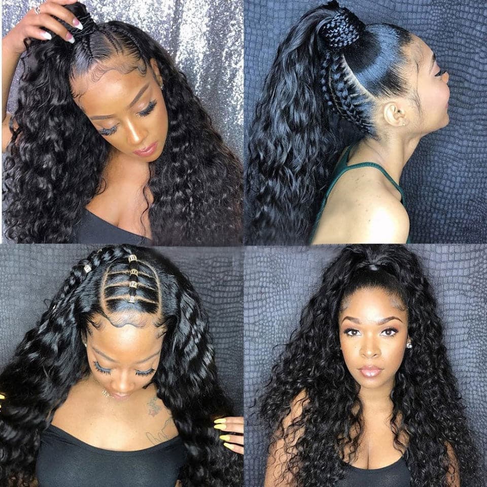 Deep Wave 360 Lace Frontal Wig 150 Density Human Hair Wigs Pre Plucked