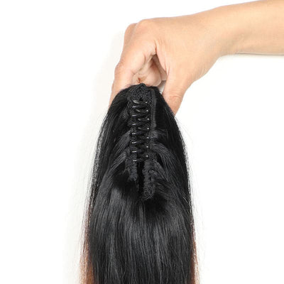 straight hair  T1B/4/27 Straight Ponytail Claw Clip In Ponytail Human Hair For Women Human Hair Clip In Ponytail Extensions