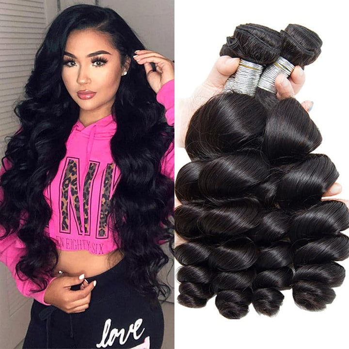 lumiere 4 Bundles Indian Loose Wave Virgin Human Hair Extension 8-40 inches