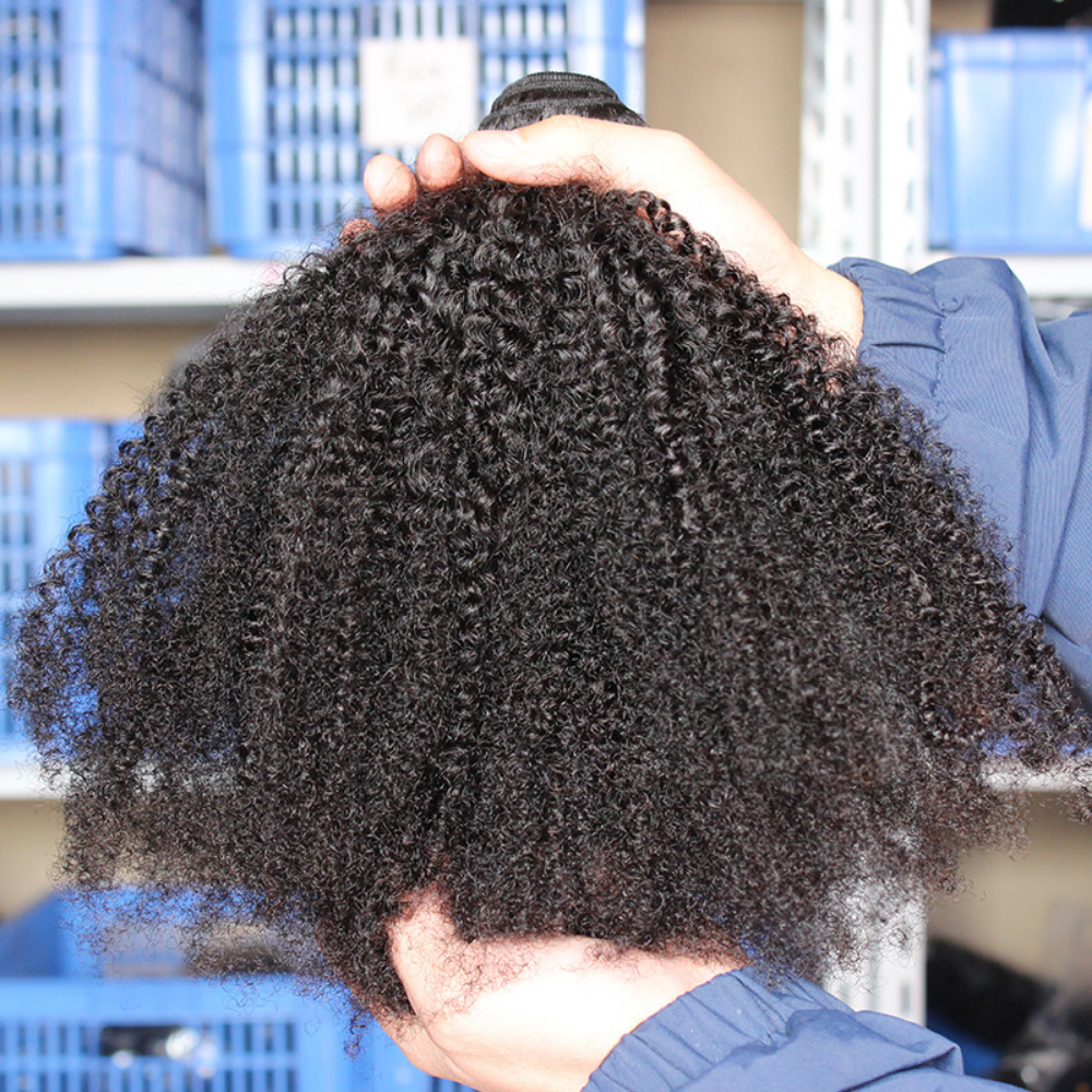 Afro encaracolado 3 feixes de cabelo humano brasileiro encaracolado pequeno virgem 