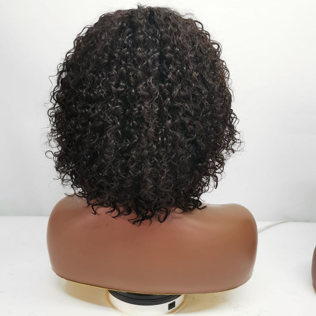 Perucas curtas encaracoladas Bob Pixie Cut sem renda perucas de cabelo humano para mulheres 