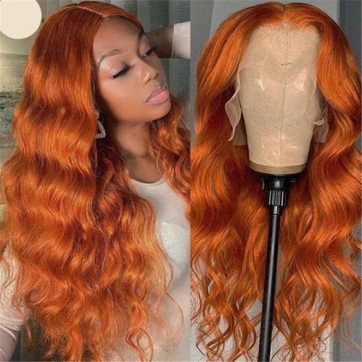 Ginger body wave 4x4/13x4 Lace Front Wig Perruques sans colle de cheveux humains pour les femmes 