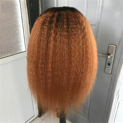 Lumiere 1B/30 Ombre Kinky Straight 4x4/5x5/13x4 Lace Closure/Frontal 150%/180% Density Wigs For Women Pre Plucked