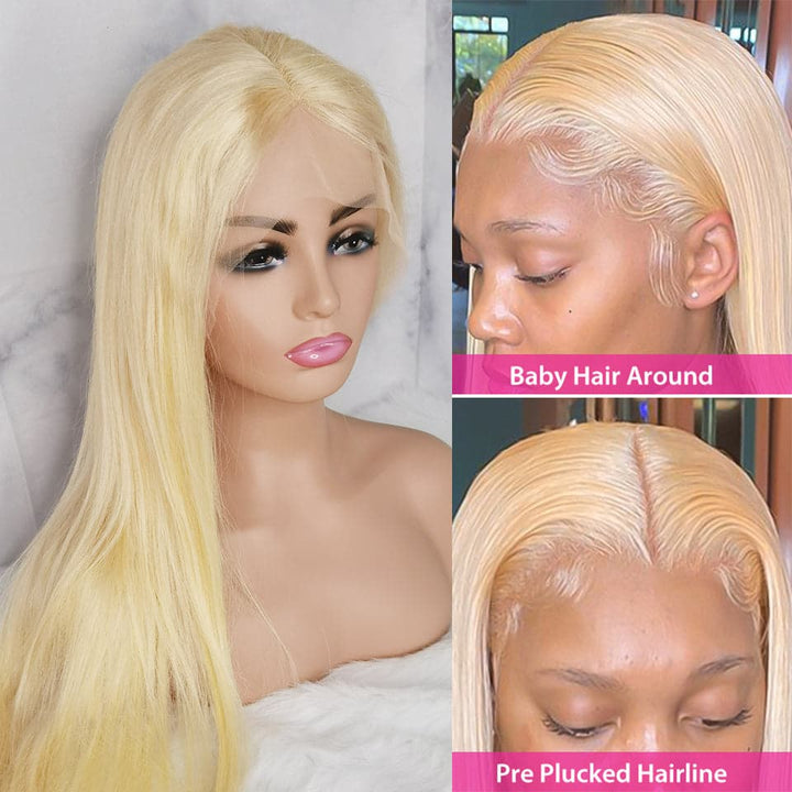 613 Lace Front Wig Human Hair 13x4 Transparent Lace Straight Blonde Lace Front Wigs Human Hair 613 HD Lace Frontal Wig 180% Density 26inch