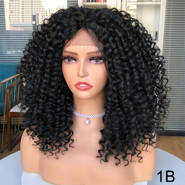 Short Bob Wig 13x1x6 T Part Lace Front Wigs for Women Bouncy Curly Bob Wigs 180% Density Nature Hair Black Headgear with Clips