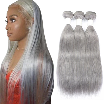 Silver Gray Straight 3 Bundles Brazilian Human Hair