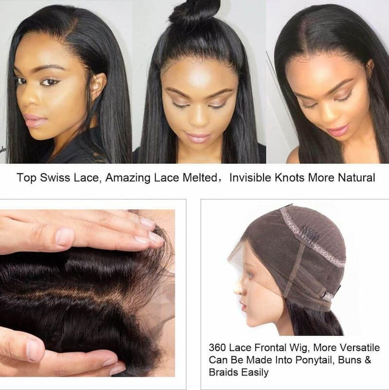 Straight 360 HD Transparent Lace Frontal Human Hair Wigs