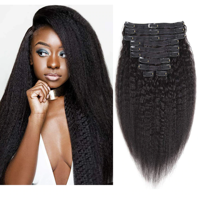 Kinky Straight Clip In Human Hair Extensions 8 Pieces/Set 120G Ship Free