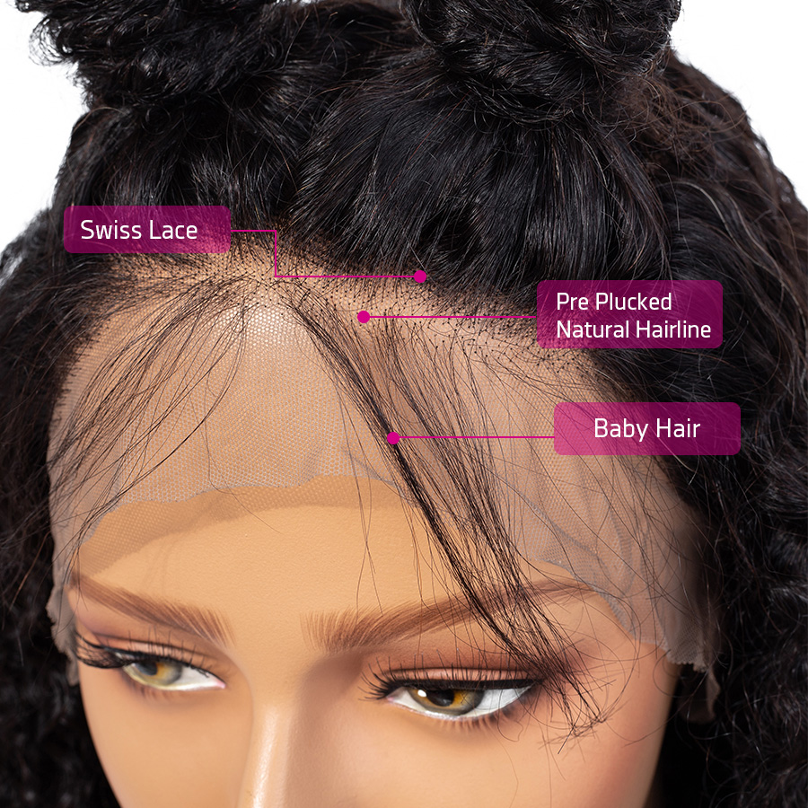 Deep Wave Pre-Plucked Realistic Glueless Human Hair Full Lace Wigs