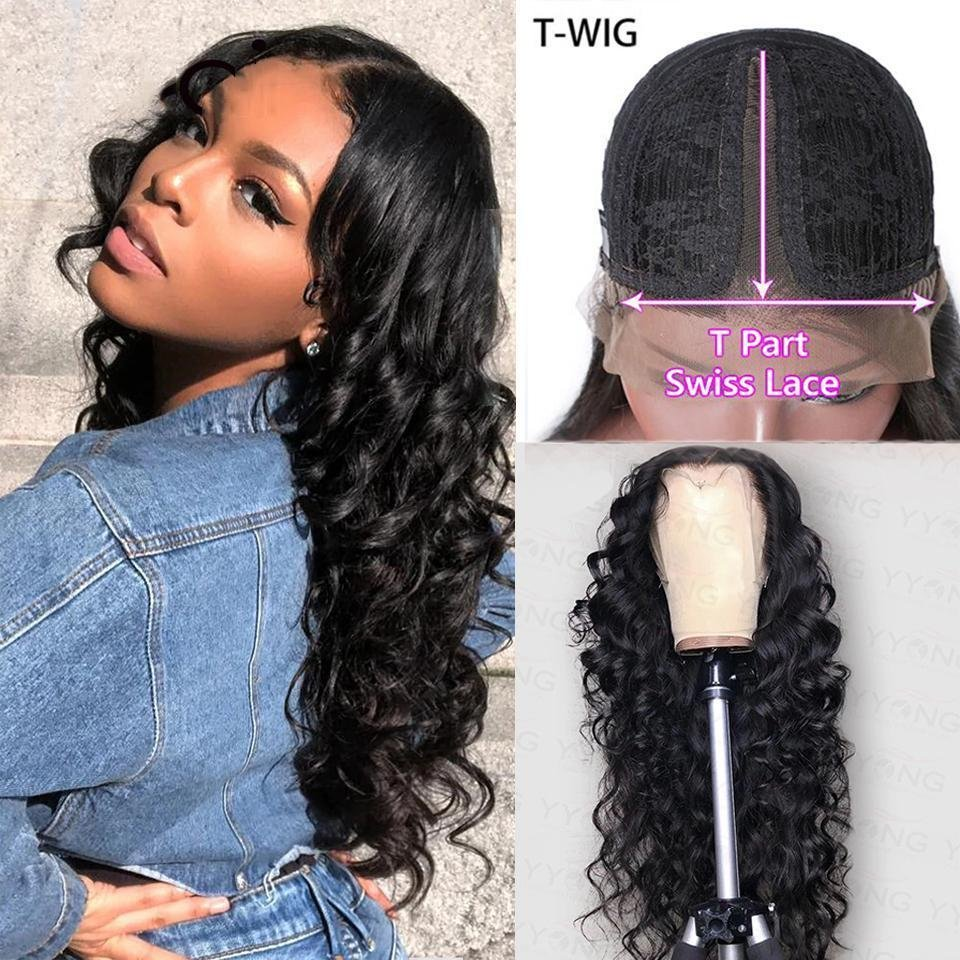 13x1x6 Lace T Part Glueless Loose Deep Wave Lace Closure Human Hair Wigs Ready to Wear Pre Plucked With Baby Hair