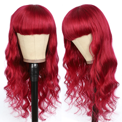 BURG Body Wave Full Machine Made None Lace Front Wigs With Bangs