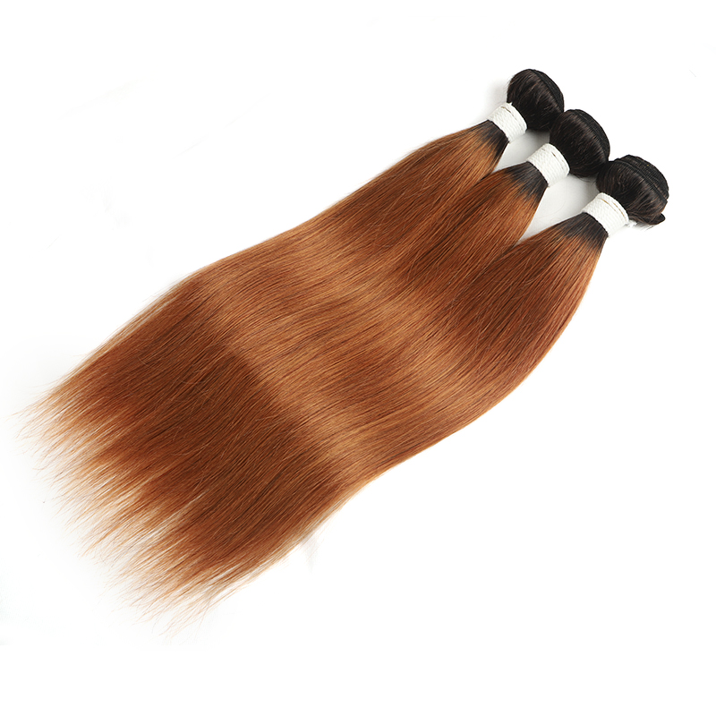 lumiere 1B/30 Ombre Cheveux Raides 3 Faisceaux 100% Vierge Extension de Cheveux Humains 