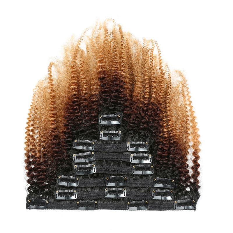 1B/4/27 cor Afro encaracolado Clipe em extensões de cabelo humano 8 peças/conjunto 120G 