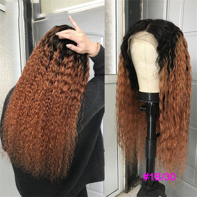 Lumiere 1B/30 Ombre Kinky Curly 4x4/5x5/13x4 Lace Closure/Frontal 150%/180% Density Wigs For Women Pre Plucked