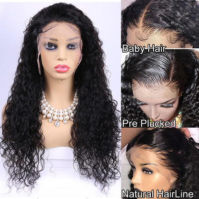 Water Wave 5x5 13x4 Lace Frontal Wig 100% cabelo humano pré-arrancado HD Lace com cabelo de bebê 
